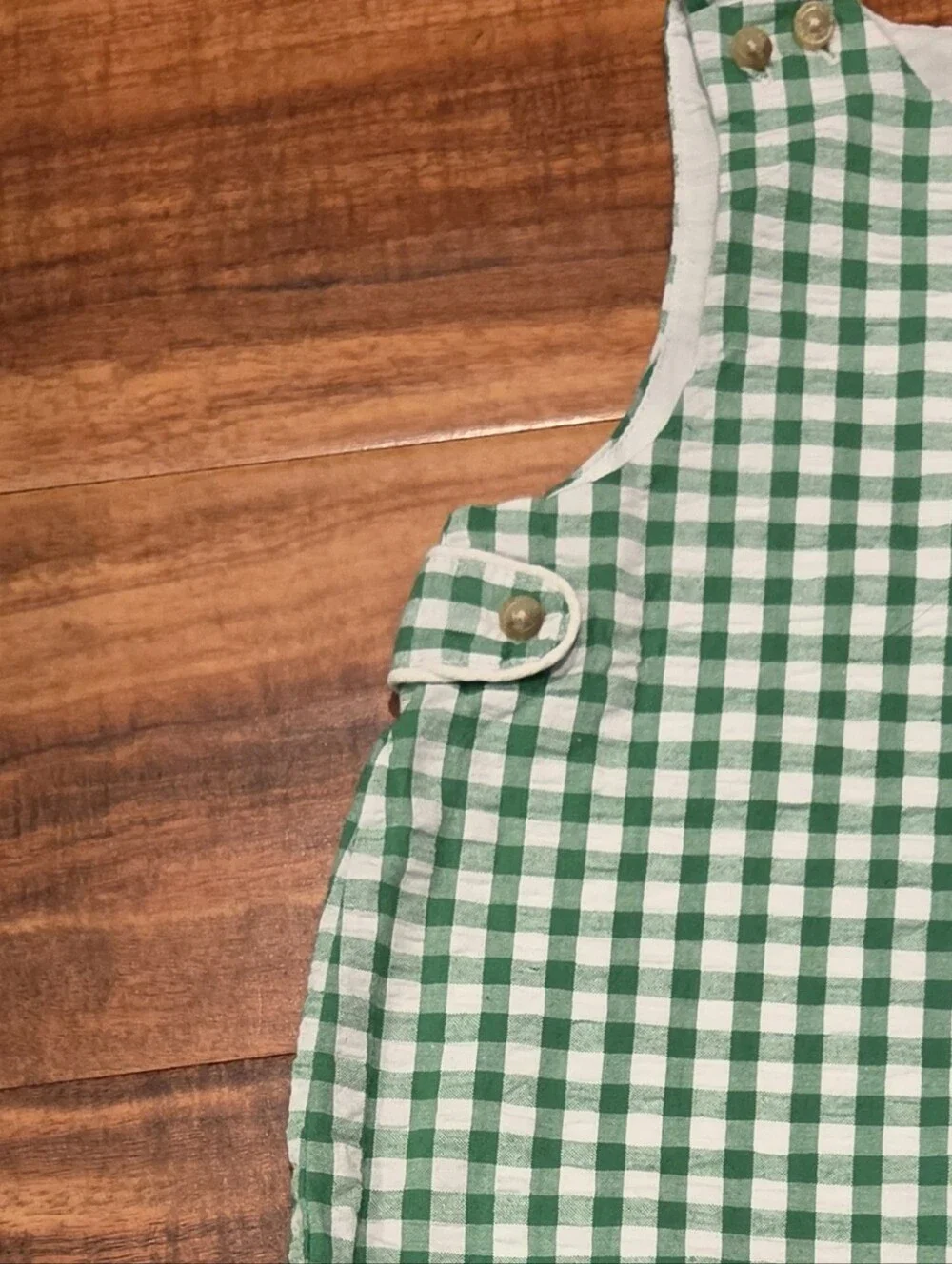 Janie and Jack EUC 3-6 Months Green Gingham Romper